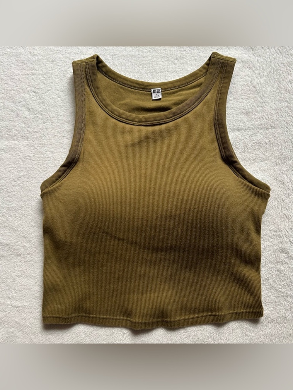 Uniqlo Olive Green Ribbed Crop Tank